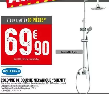 Rousseau - Colonne De Douche Mecanique Shenti offre à 69,9€ sur Batkor