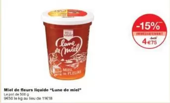 Lune de miel - Miel De Fleurs Liquide offre à 4,75€ sur Monoprix