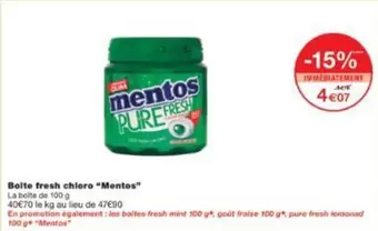 Mentos - Boite Fresh Chiero offre à 4,07€ sur Monoprix