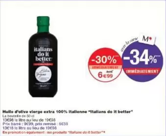 Italians Do It Better - Huile D'olive Vierge Extra 100% Italienne offre à 6,99€ sur Monoprix