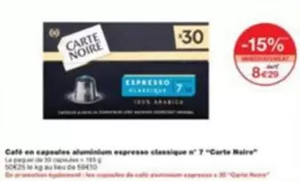 Carte Noire -  Café En Capsules Aluminium Espresso Classique offre sur Monop'