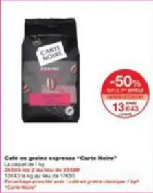 Carte Noire - Cafe En Grains Espresso offre à 13,43€ sur Monop'