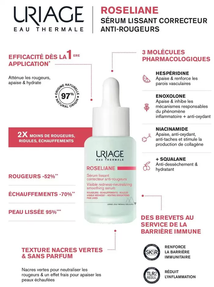 Uriage - Sérum Lissant Correcteur Anti-Rougeurs offre sur Pharmacien Giphar