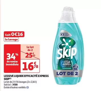 Skip - Lessive Liquide Efficacité Express offre à 16,78€ sur Auchan Hypermarché