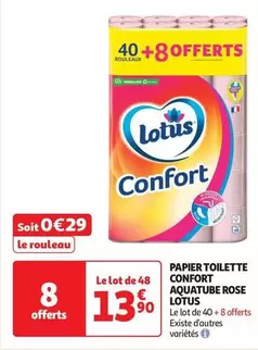 Lotus - Papier Toilette Confort Aquatube Rose offre à 13,9€ sur Auchan Hypermarché