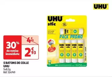 Uhu - 5 Batons De Colle offre à 2,93€ sur Auchan Hypermarché