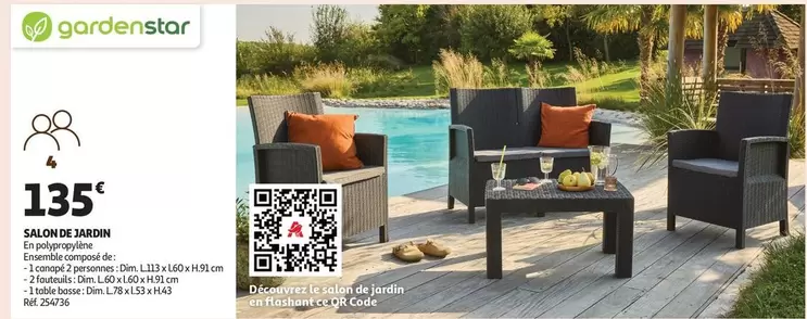 Gardenstar - Salon De Jardin offre à 135€ sur Auchan Hypermarché