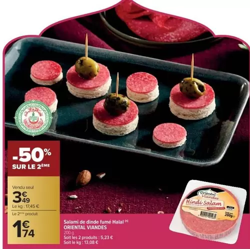 Oriental Viandes - Salami De Dinde Fumé Halal offre à 3,49€ sur Cora