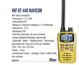 Navicom - VHF RT-440  offre à 159€ sur Accastillage Diffusion