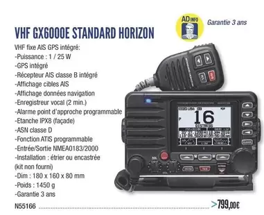 VHF GX6000E Standard Horizon offre à 799€ sur Accastillage Diffusion