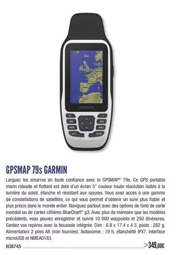 Garmin - GPSMAP 79s offre à 349€ sur Accastillage Diffusion