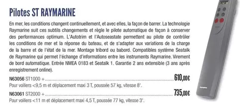 Pilotes St Raymarine offre à 610€ sur Accastillage Diffusion