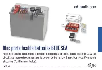 Bloc Porte Fusible Batteries Blue Sea offre à 48,9€ sur Accastillage Diffusion