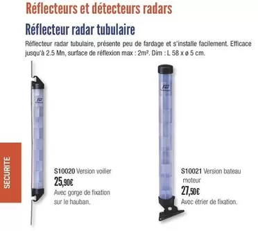Réflecteur Radar Tubulaire offre à 25,9€ sur Accastillage Diffusion