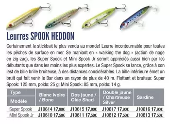 Leurres Spook Heddon offre à 17,9€ sur Accastillage Diffusion
