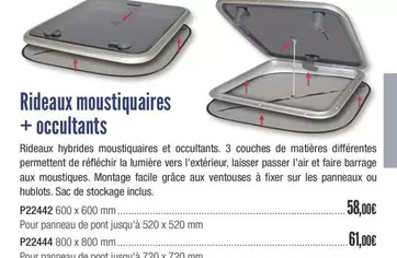 Rideaux Moustiqueires +occultants offre à 58€ sur Accastillage Diffusion