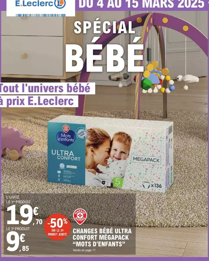 Mars - Changes Bebe Ultra Confort Megapack offre à 9,85€ sur E.Leclerc