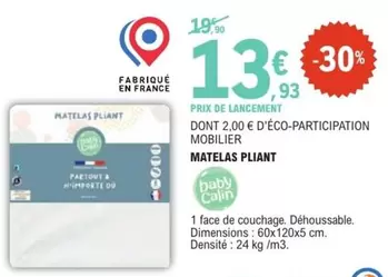 Calin - Matelas Pliant offre à 13,93€ sur E.Leclerc