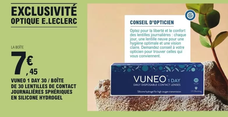 Vuneo - Boite De 30 Lentilles De Contact offre à 7,45€ sur E.Leclerc Optique