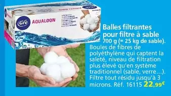 Gre Pools - Balles Filtrantes Pour Filtre À Sable offre à 22,99€ sur Provence Outillage