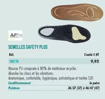 Jlf Pro - Semelles Safety Plus offre à 9,95€ sur Master Pro