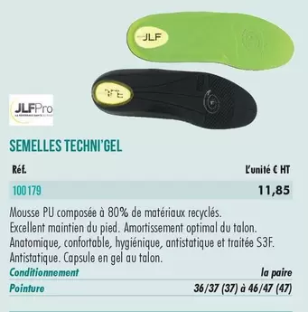 Jlf Pro - Semelles Techn'Gel offre à 11,85€ sur Master Pro