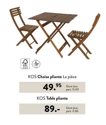 Kos Chaise/ Table Pliante offre à 49,95€ sur Casa