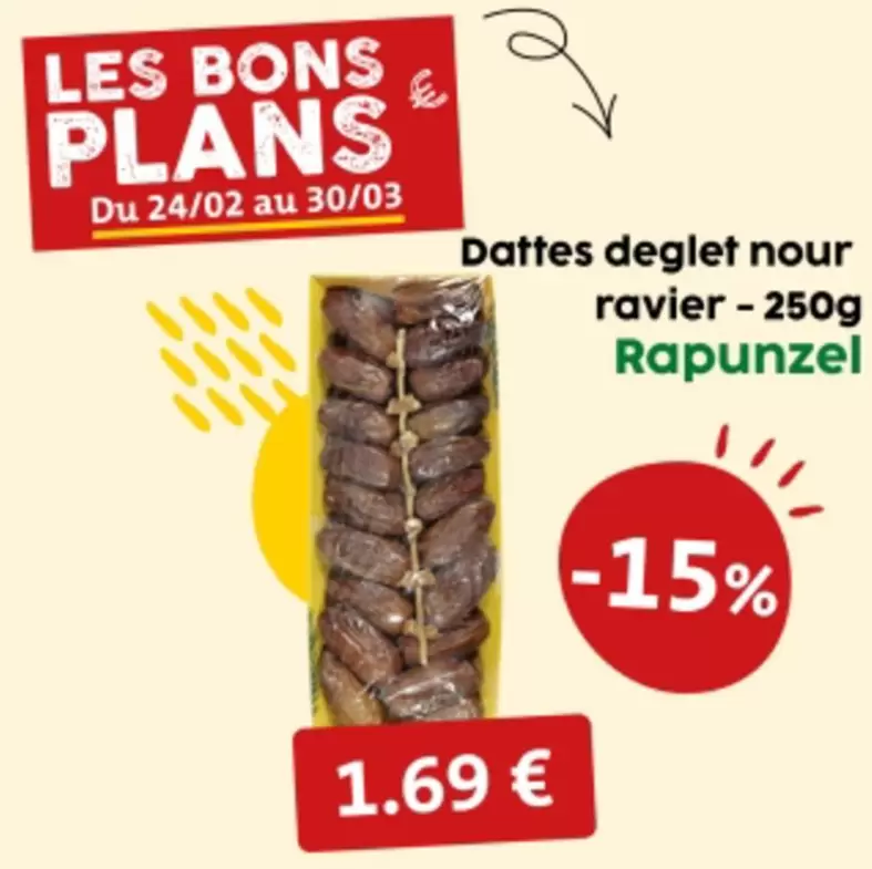 Rapunzel - Dattes Deglet Nour Ravier - 250g offre à 1,69€ sur So.bio