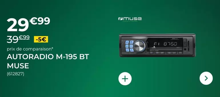 Muse - Autoradio M-195 Bt  offre à 29,99€ sur Feu Vert