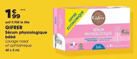 Gifrer - Sérum Physiologique Bebé offre à 1,99€ sur Aprium Pharmacie