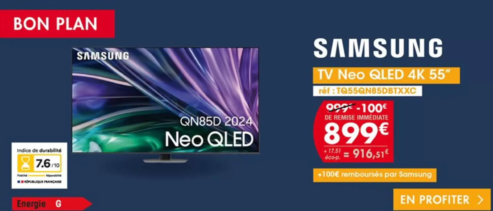 Samsung - Tv Neo Qled 4K 55" offre à 899€ sur PRO&Cie