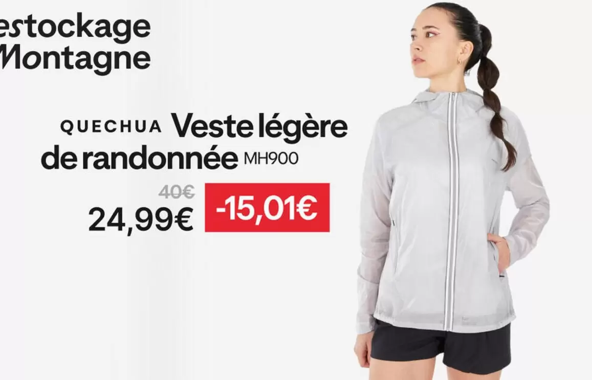 Veste Légère De Randonnée offre à 24,99€ sur Decathlon