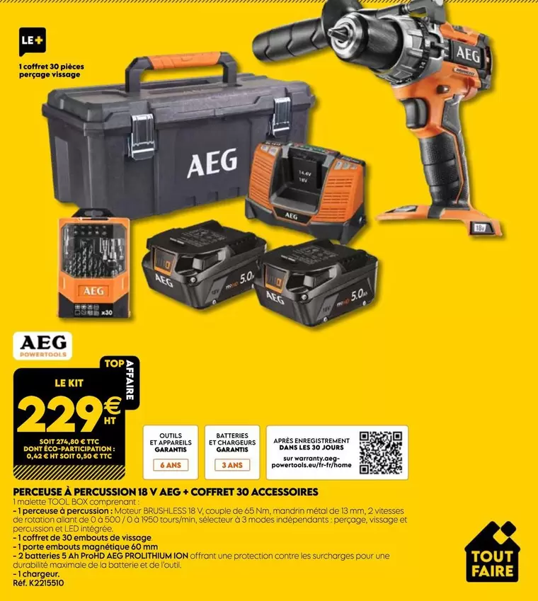 AEG - Perceuse A Percussion 18 V Aeg offre à 229€ sur Tout faire matériaux