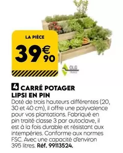 Carré Potager Lipsi En Pin offre à 39,9€ sur Tout faire matériaux