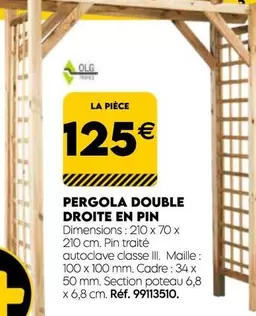 Pergola Double Droite En Pin offre à 125€ sur Tout faire matériaux