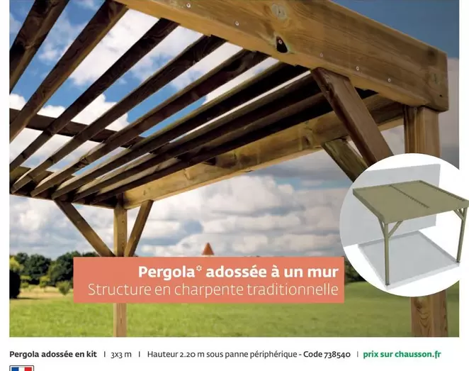 Pergola Adossée En Ket offre sur Chausson Matériaux