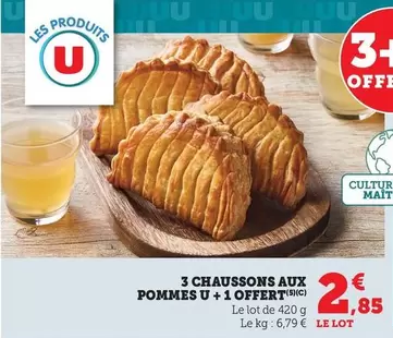 U - 3 Chaussons Aux Pommes  + 1 Offert offre à 2,85€ sur Bi1