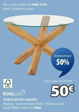 Royaloak - Table Basse Agerby offre à 50€ sur JYSK