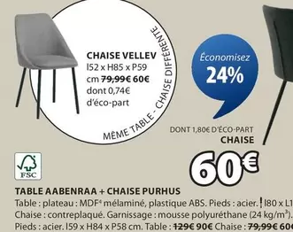 Table Aabenraa + Chaise Purhus offre à 60€ sur JYSK