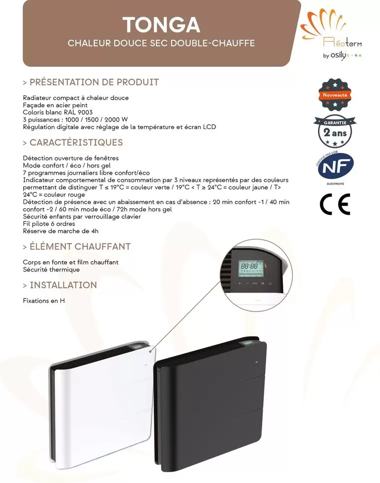 Tonga Chaleur Douce Sec Double-Chauffe offre sur Yesss Electrique