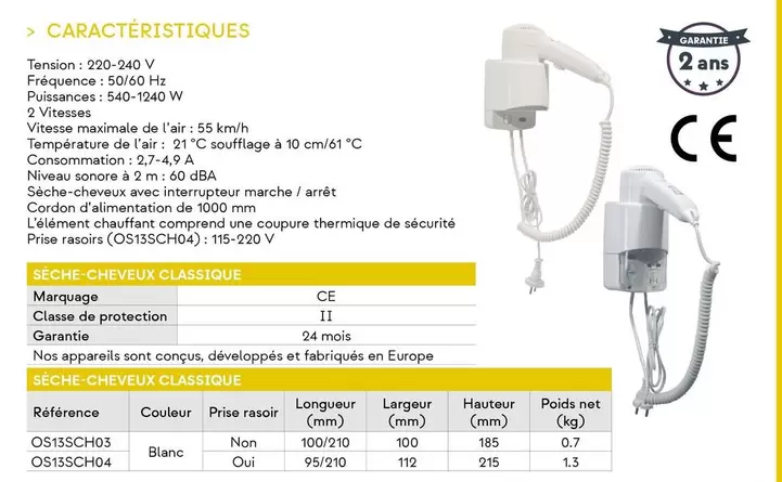 Seche-Cheveux Classique offre sur Yesss Electrique