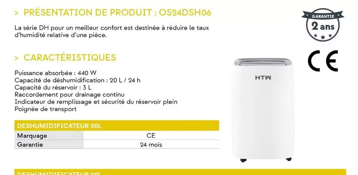 Deshumidificateur  offre sur Yesss Electrique