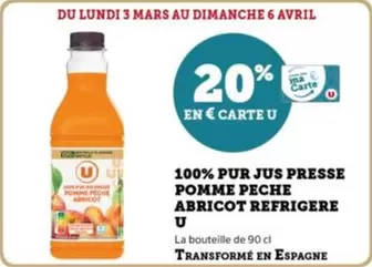 U - 100% Pur Jus Presse Pomme Peche Abricot Refrigere offre sur U Express