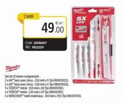 Milwaukee - Set De 12 Lames Comprenant offre à 49€ sur DomPro