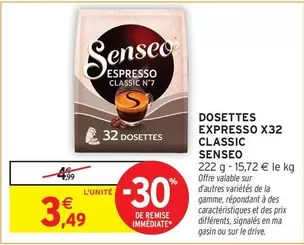 Senseo - Dosettes Expresso X32 Classic offre à 3,49€ sur Intermarché Hyper