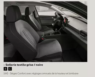 Sellerie Textile Grise / Noire offre sur SEAT