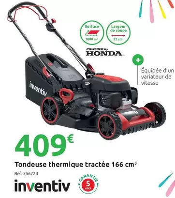 Inventiv - Tondeuse Thermique Tractee 166 Cm offre à 409€ sur Mr Bricolage