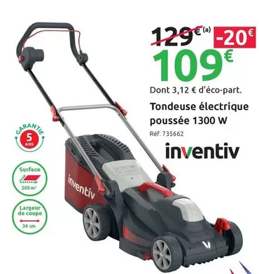 Inventiv - Tondeuse Électrique Poussée offre à 109€ sur Mr Bricolage