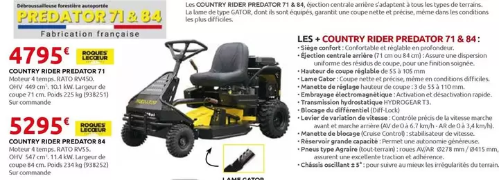 Roques & Lecœur - Country Rider Predator 71  offre à 4795€ sur Rural Master