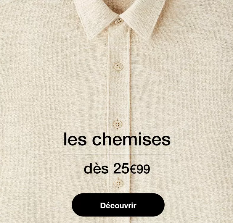 Les Chemises offre à 25,99€ sur Celio